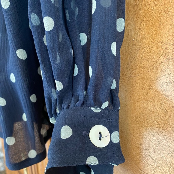 Valentino silk collared blue and white polka dot blouse. Size 8 - Picture 2 of 4